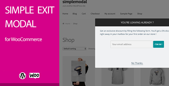 Simple Exit Modal For WooCommerce Preview Wordpress Plugin - Rating, Reviews, Demo & Download