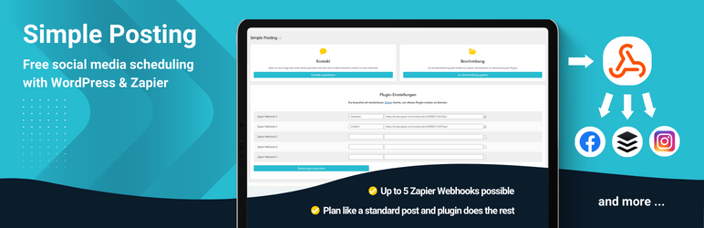 Simple Posting – Free Social Media Scheduling With WordPress & Zapier Preview - Rating, Reviews, Demo & Download