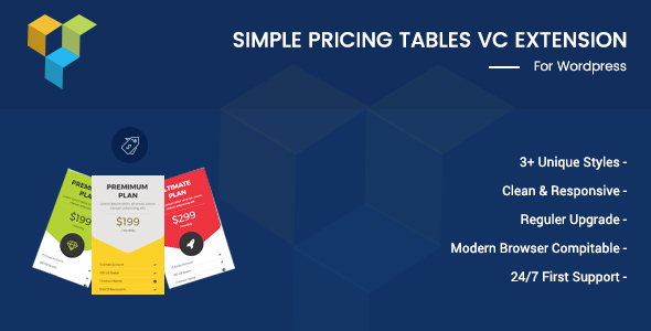 Simple Pricing Tables For Visual Composer Preview Wordpress Plugin - Rating, Reviews, Demo & Download
