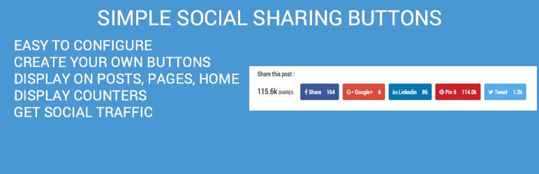Simple Social Sharing Buttons Preview Wordpress Plugin - Rating, Reviews, Demo & Download