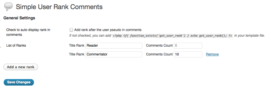 Simple User Rank Comments Preview Wordpress Plugin - Rating, Reviews, Demo & Download