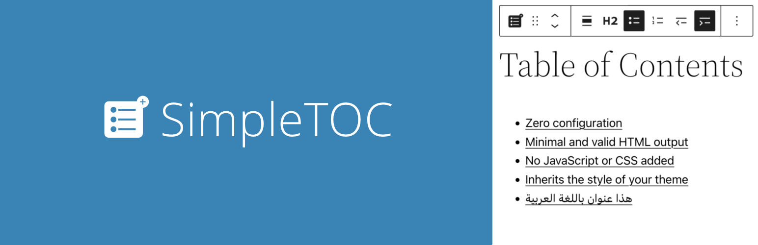 SimpleTOC – Table Of Contents Block Preview Wordpress Plugin - Rating, Reviews, Demo & Download