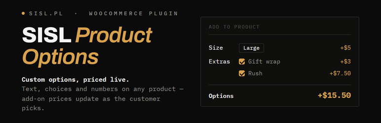SISL Product Options Preview Wordpress Plugin - Rating, Reviews, Demo & Download