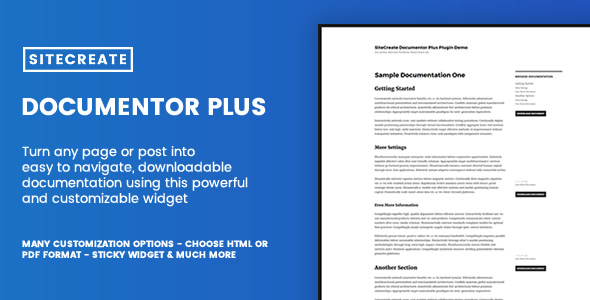 SiteCreate Documentor Plus – Powerful Table Of Contents + Document Download Widget Preview Wordpress Plugin - Rating, Reviews, Demo & Download