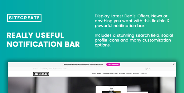 SiteCreate Really Useful Notification Bar Plugin for Wordpress Preview - Rating, Reviews, Demo & Download