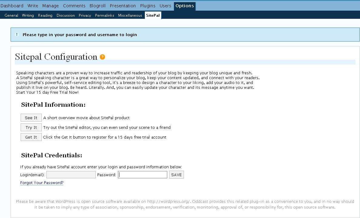 SitePal Talking Avatar 1 Wordpress Plugin - Rating, Reviews, Demo & Download