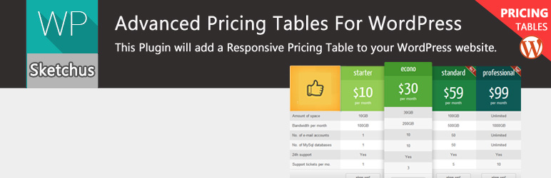 Sketchus Pricing Tables Preview Wordpress Plugin - Rating, Reviews, Demo & Download