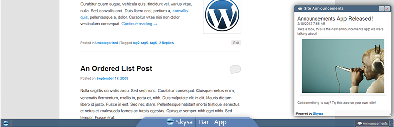 Skysa Announcements App Preview Wordpress Plugin - Rating, Reviews, Demo & Download
