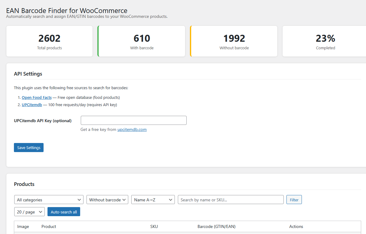 SkyServers EAN Barcode Finder Preview Wordpress Plugin - Rating, Reviews, Demo & Download