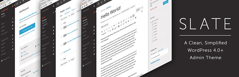 Slate Admin Theme Preview Wordpress Plugin - Rating, Reviews, Demo & Download