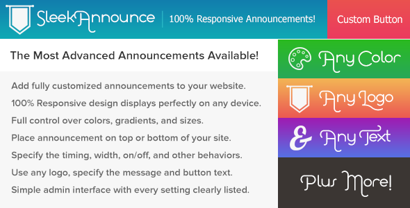 SleekAnnounce Responsive Announcement Banners Preview Wordpress Plugin - Rating, Reviews, Demo & Download
