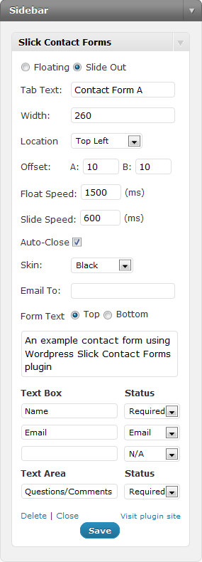 Slick Contact Forms Preview Wordpress Plugin - Rating, Reviews, Demo & Download