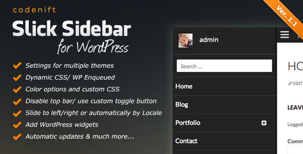 Slick Sidebar Responsive WordPress Plugin Preview - Rating, Reviews, Demo & Download