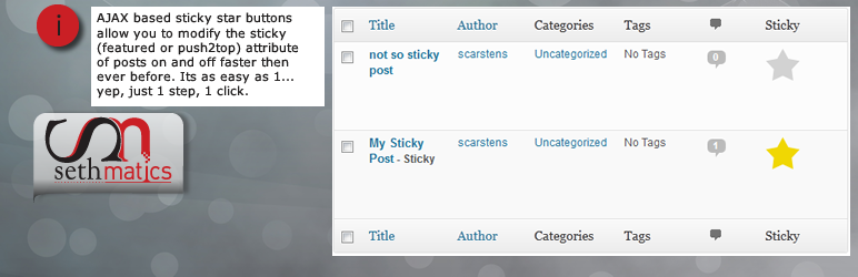 SM Sticky Clicky Star Preview Wordpress Plugin - Rating, Reviews, Demo & Download