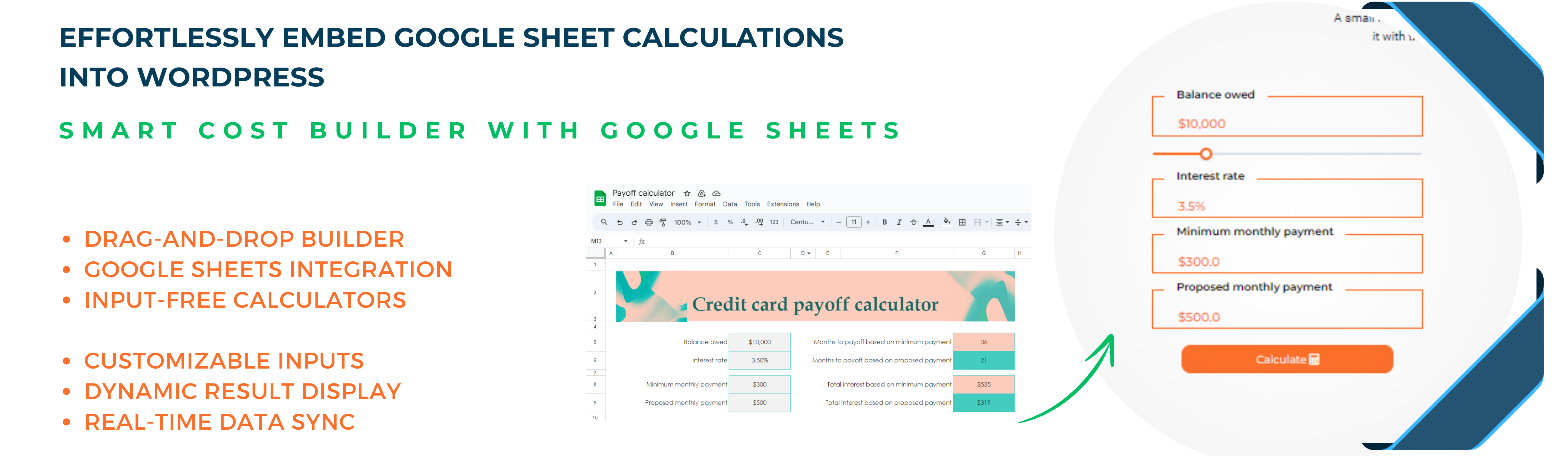 Smart Cost Builder With Google Sheets – Build Interactive Cost Calculators With Google Sheets Preview Wordpress Plugin - Rating, Reviews, Demo & Download