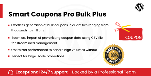 Smart Coupons Pro Bulk Plus Preview Wordpress Plugin - Rating, Reviews, Demo & Download