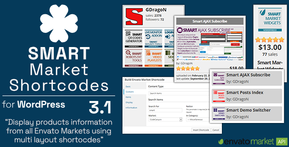 Smart Market Shortcodes – Plugin For WordPress And Envato Market Preview - Rating, Reviews, Demo & Download