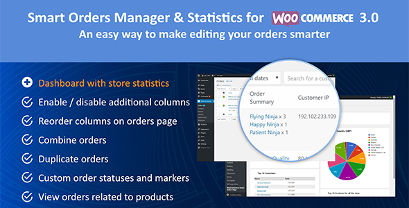 Smart Orders Manager & Statistics For Woocommerce 3 Wordpress Plugin - Rating, Reviews, Demo & Download
