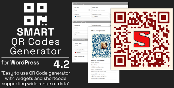 Smart QR Codes Generator – Plugin For WordPress Preview - Rating, Reviews, Demo & Download