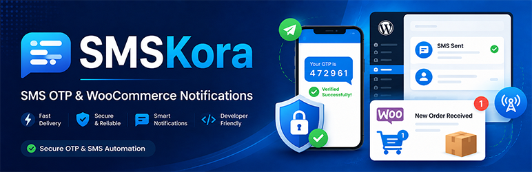 SMSKora – Smart & Secure SMS OTP Alerts Plugin for Wordpress Preview - Rating, Reviews, Demo & Download