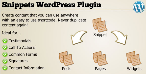 Snippets WordPress Plugin Preview - Rating, Reviews, Demo & Download