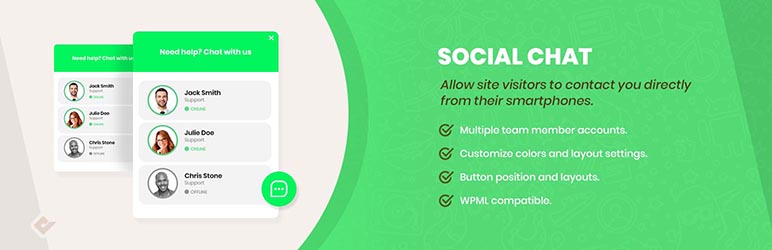 Social Chat – Click To Chat App Button Preview Wordpress Plugin - Rating, Reviews, Demo & Download