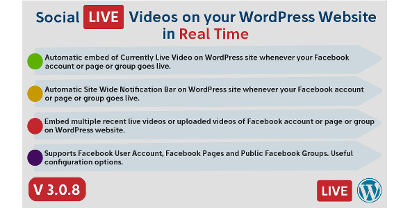 Social Live Video Auto Embed Plugin for Wordpress Preview - Rating, Reviews, Demo & Download