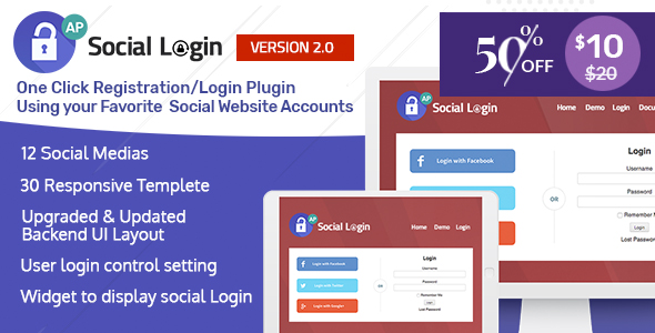 Social Login WordPress Plugin – AccessPress Social Login Preview - Rating, Reviews, Demo & Download