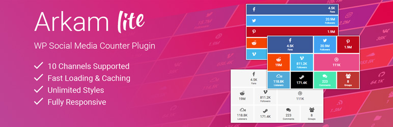 Social Media Counters Plugin for Wordpress – Arkam Lite Preview - Rating, Reviews, Demo & Download