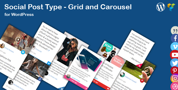 Social News Post Type – Grid And Carousel Plugin for Wordpress Preview - Rating, Reviews, Demo & Download