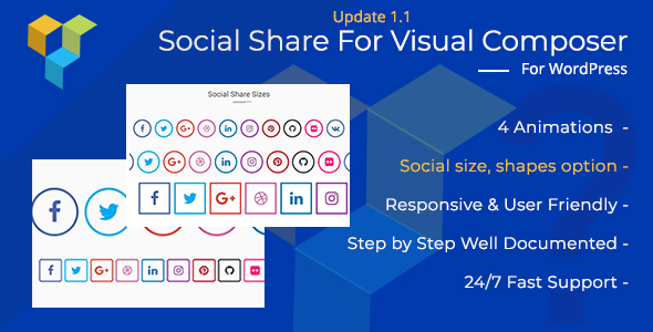 Social Share Addon Plugin for Wordpress (formerly Visual Composer) Preview - Rating, Reviews, Demo & Download