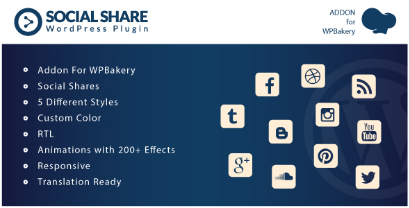 Social Share – Addons For WPBakery Page Builder WordPress Plugin Preview - Rating, Reviews, Demo & Download