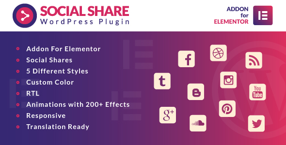 Social Share For Elementor WordPress Plugin Preview - Rating, Reviews, Demo & Download
