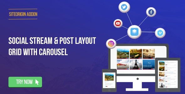 Social Stream & Post Grid Layout With Carousel For SiteOrigin Page Builder Preview Wordpress Plugin - Rating, Reviews, Demo & Download