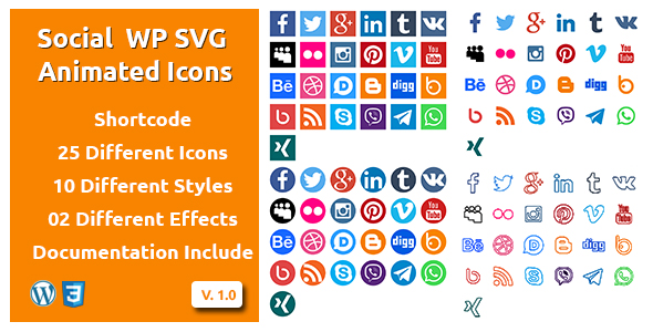 Social – Wordpress SVG Animated Icons Preview - Rating, Reviews, Demo & Download