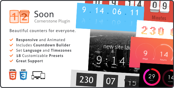 Soon Countdown Builder, Responsive Cornerstone Plugin Preview - Rating, Reviews, Demo & Download