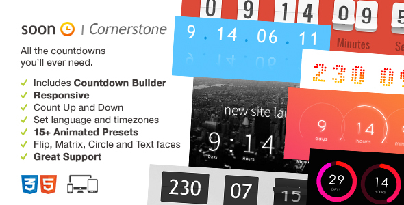 Soon Countdown Pack Responsive Cornerstone Plugin Preview - Rating, Reviews, Demo & Download