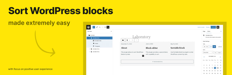 Sortable Block Preview Wordpress Plugin - Rating, Reviews, Demo & Download