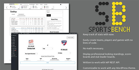 Sports Bench WordPress Plugin Preview - Rating, Reviews, Demo & Download