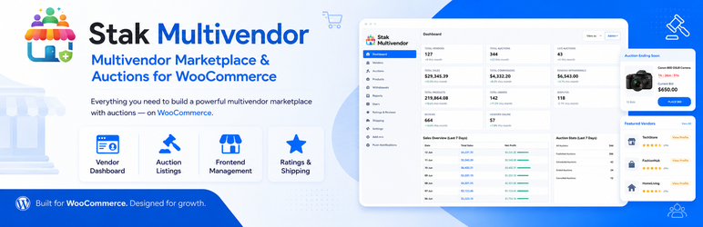 Stak Multivendor Preview Wordpress Plugin - Rating, Reviews, Demo & Download