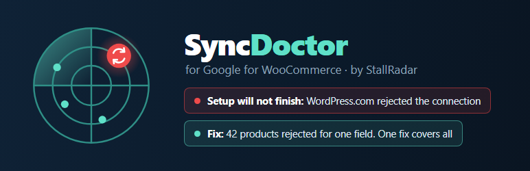 StallRadar Sync Doctor For Google For WooCommerce Preview Wordpress Plugin - Rating, Reviews, Demo & Download