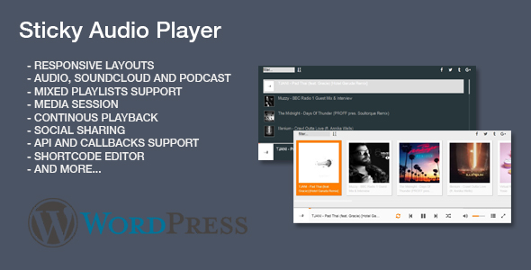 Sticky Audio Player Plugin for Wordpress Preview - Rating, Reviews, Demo & Download