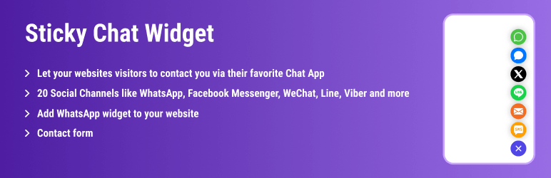 Sticky Chat Widget: WhatsApp, Messenger, Contact Chat Icons, Contact Form, Telegram, WeChat, Email, SMS, Call Button Preview Wordpress Plugin - Rating, Reviews, Demo & Download
