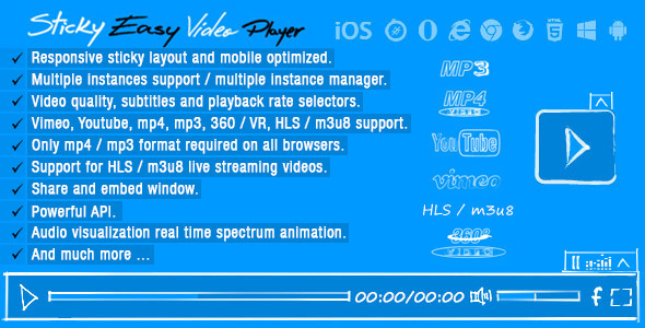 Sticky Easy Video Player Wordpress Plugin Preview - Rating, Reviews, Demo & Download