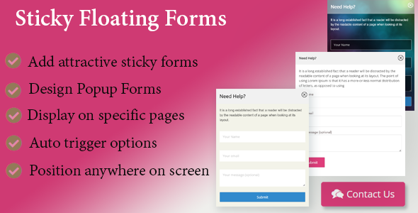 Sticky Floating Forms – Create Beautiful Sticky Forms Preview Wordpress Plugin - Rating, Reviews, Demo & Download