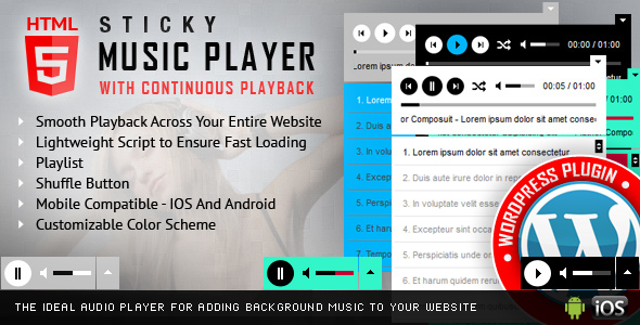 Sticky HTML5 Music Player WordPress Plugin Preview - Rating, Reviews, Demo & Download