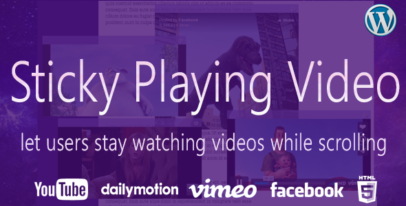 Sticky Playing Video Plugin for Wordpress Preview - Rating, Reviews, Demo & Download