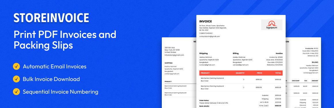 Storeinvoice Print PDF Invoices And Packing Slips Preview Wordpress Plugin - Rating, Reviews, Demo & Download
