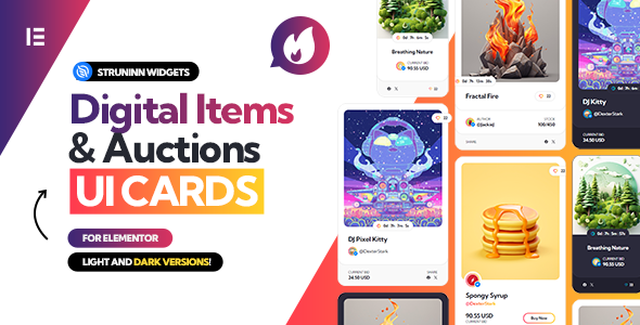 Struninn – Digital Items And Auctions – UI Cards For Elementor Preview Wordpress Plugin - Rating, Reviews, Demo & Download