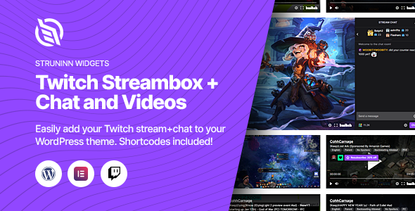 Struninn – Twitch Streambox With Chat And Videos Preview Wordpress Plugin - Rating, Reviews, Demo & Download